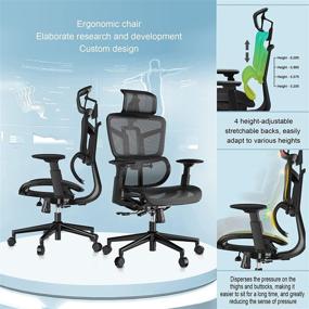 img 3 attached to 🪑 Ultimate Comfort and Support: Ergonomic High Back Mesh Office Chair with Liftable Backrest Armrest, 3D Adjustable Lumbar Support, and Headrest