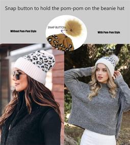 img 3 attached to UTOWO Soft Beanie Hat Pom Leopard Pattern Womens Winter Knitted Cap