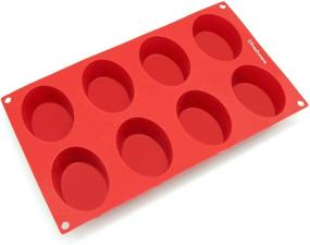 img 2 attached to 🧁 8 Cup Oval Silicone Molds Cupcake Baking Pan - Free Paper Muffin Cups - Non Stick, BPA Free, 100% Silicone & Dishwasher Safe Bakeware Tin - Kitchen Rubber Tray & Soap Molds