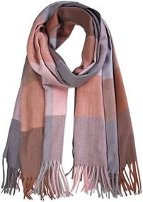 img 4 attached to 🧣 Soft Check Tassel Scarves SC316 - Classic Plaid Tartan Cashmere Scarf for Women Men by SOJOS