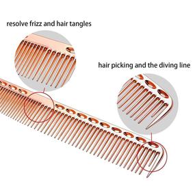 img 2 attached to 🌹 CGBARBER Professional Aluminum Dressing Comb Set: Premium Metal Hair Combs for Hair Styling - Long Hair Cutting, Short Styling, Handle & Tail Combs Included (Rose Gold)