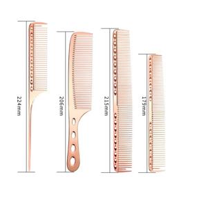 img 1 attached to 🌹 CGBARBER Professional Aluminum Dressing Comb Set: Premium Metal Hair Combs for Hair Styling - Long Hair Cutting, Short Styling, Handle & Tail Combs Included (Rose Gold)