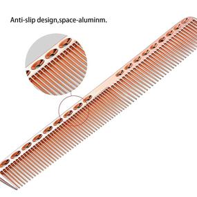 img 3 attached to 🌹 CGBARBER Professional Aluminum Dressing Comb Set: Premium Metal Hair Combs for Hair Styling - Long Hair Cutting, Short Styling, Handle & Tail Combs Included (Rose Gold)