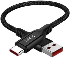 img 4 attached to 💨 TITACUTE Кабель Warp Charge Type-C, кабель Dash Charge 5V 4A быстрой зарядки USB C кабель 1 фут короткий нейлоновый оплетенный кабель Dash для OnePlus 8 7T 7 Pro 6T 6 5T 5 3T 3 - Черный
