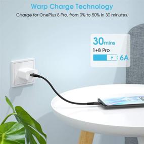 img 2 attached to 💨 TITACUTE Кабель Warp Charge Type-C, кабель Dash Charge 5V 4A быстрой зарядки USB C кабель 1 фут короткий нейлоновый оплетенный кабель Dash для OnePlus 8 7T 7 Pro 6T 6 5T 5 3T 3 - Черный
