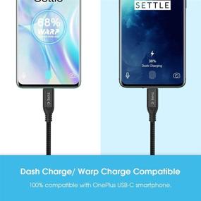 img 3 attached to 💨 TITACUTE Кабель Warp Charge Type-C, кабель Dash Charge 5V 4A быстрой зарядки USB C кабель 1 фут короткий нейлоновый оплетенный кабель Dash для OnePlus 8 7T 7 Pro 6T 6 5T 5 3T 3 - Черный
