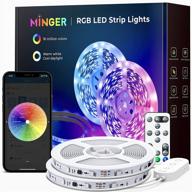 minger led strip lights 32.8ft - bluetooth smart led lights with music sync, rgb color changing lights - app phone control, remote - led light strips for bedroom, living room, kitchen, bar - 2x16.4ft логотип