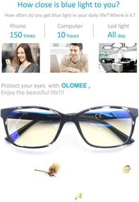img 1 attached to 👓 Очки для компьютера с блокировкой синего света для мужчин и женщин - Анти вредное воздействие лучей, уменьшают усталость глаз, легкая квадратная оправа с чехлом - черные