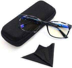 img 4 attached to 👓 Очки для компьютера с блокировкой синего света для мужчин и женщин - Анти вредное воздействие лучей, уменьшают усталость глаз, легкая квадратная оправа с чехлом - черные