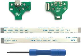 img 3 attached to Replacement Charging Port Assembly JDS-011 for PS4 DualShock 4 Controller - Repair Part Micro USB Adaptor Charger Socket Board Connector Module for PlayStation DS4, includes Flex Cable, Tool Screwdriver