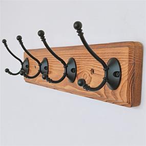 img 1 attached to 🧥 Rustic Wooden Coat Rack with 4 Farmhouse Hooks - Wall Mounted, Entryway Organizing Solution for Mudroom, Living Room, Bedroom - Natural Brown-2