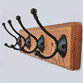 img 4 attached to 🧥 Rustic Wooden Coat Rack with 4 Farmhouse Hooks - Wall Mounted, Entryway Organizing Solution for Mudroom, Living Room, Bedroom - Natural Brown-2