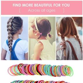 img 2 attached to 🌈 100 Pcs Small Hair Ties for Girls, Elastic Hair Bands for Kids, Ponytail Holders for Children, Little Girls' Hair Ropes, Toddler Hair Ties Set (3mm, Rainbow)