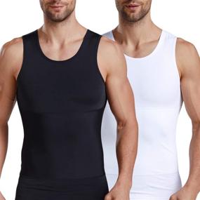 img 4 attached to 👕 ISUP Men's Slimming Compression Undershirt Shapewear for Active Wear