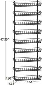 img 2 attached to 🧺 Максимально используйте пространство и организуйте его с помощью регулируемой настенной полки для специй SWOMMOLY, 9-уровневый двухфункциональный (многофункциональный) органайзер в стильном черном цвете.