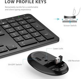 img 1 attached to IClever GK08 Wireless Keyboard And Mouse - Rechargeable Wireless Keyboard Ergonomic Full Size Design With Number Pad