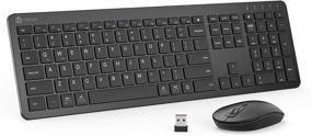 img 4 attached to IClever GK08 Wireless Keyboard And Mouse - Rechargeable Wireless Keyboard Ergonomic Full Size Design With Number Pad