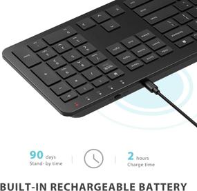 img 2 attached to IClever GK08 Wireless Keyboard And Mouse - Rechargeable Wireless Keyboard Ergonomic Full Size Design With Number Pad