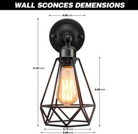 img 3 attached to 🏭 2 Pack Industrial Wire Cage Wall Sconce for Vintage Lighting, Adjustable Farmhouse Wall Light Fixture for Bedroom, Headboard, Garage, Porch