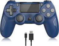 y team dual vibration wireless controller for ps4 with motion sensor - gamepad joystick, 1000mah rechargeable battery - blue logo