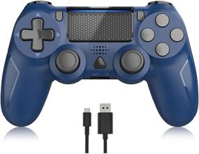 img 4 attached to Y Team Dual Vibration Wireless Controller for PS4 with Motion Sensor - Gamepad Joystick, 1000mAh Rechargeable Battery - Blue