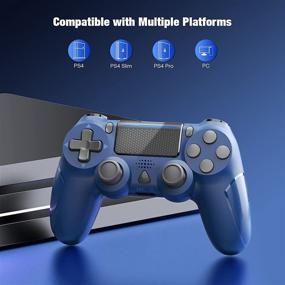 img 3 attached to Y Team Dual Vibration Wireless Controller for PS4 with Motion Sensor - Gamepad Joystick, 1000mAh Rechargeable Battery - Blue