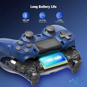 img 1 attached to Y Team Dual Vibration Wireless Controller for PS4 with Motion Sensor - Gamepad Joystick, 1000mAh Rechargeable Battery - Blue