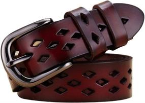 img 4 attached to 👖 Women's Genuine Leather Belt by Boshiho - Stylish Cowhide Apparel Belt for Jeans with Prong Buckle Waist Belt (Brown)