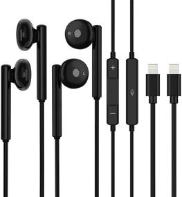 img 4 attached to 🎧 2-Pack iPhone Earphones with Built-in Mic & Volume Control - Wired Headphones Earbuds Compatible with iPhone 12/12 Pro/SE/11/11 Pro/XR/XS/8 Plus/7 Plus (Black)