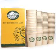 🌿 green solutions products: 100-pack compostable/biodegradable bamboo coffee cups - perfect for hot or cold brew, 12oz, eco-friendly and disposable logo