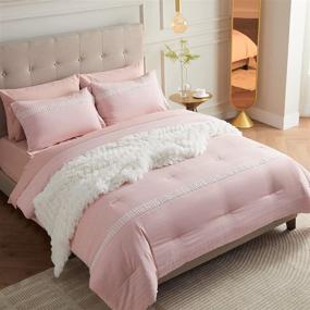 img 4 attached to 🛏️ Bedsure Boho Comforter Set Queen - Pink Tufted Bed in a Bag 7 Pieces, Boho Bedding Set with Comforter and Sheets