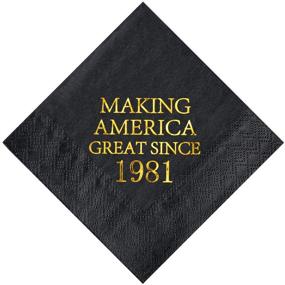 img 4 attached to Crisky 40th Birthday Black and Gold Disposable Napkins - Perfect Party Supplies for Men Celebrating Great Since 1981 - 50 Pack