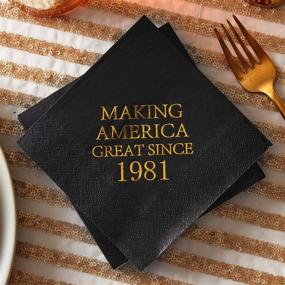 img 3 attached to Crisky 40th Birthday Black and Gold Disposable Napkins - Perfect Party Supplies for Men Celebrating Great Since 1981 - 50 Pack