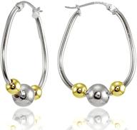 18mm polished beaded sterling silver hoop earrings logo