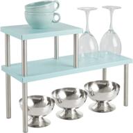 🍽️ mdesign 3-tier kitchen countertop and pantry cabinet organizer stand - mint green/brushed metal storage shelf for mugs, bowls, spices, baking supplies логотип