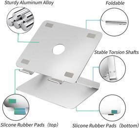 img 2 attached to 🔝 Повысьте качество использования ноутбука с помощью подставки для ноутбука Soundance – идеально подходит для Apple Mac MacBook Pro Air, эргономический алюминиевый держатель для ноутбука от 10 до 17.3 дюймов, многоуровневая стойка с тепловентиляцией для оптимальной производительности, стильный серебристый дизайн.