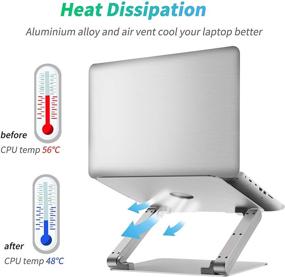 img 1 attached to 🔝 Повысьте качество использования ноутбука с помощью подставки для ноутбука Soundance – идеально подходит для Apple Mac MacBook Pro Air, эргономический алюминиевый держатель для ноутбука от 10 до 17.3 дюймов, многоуровневая стойка с тепловентиляцией для оптимальной производительности, стильный серебристый дизайн.