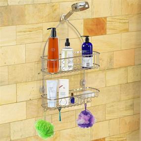 img 1 attached to Chrome Bathroom Hanging Shower Head Caddy 🚿 Organizer - SimpleHouseware (26 x 16 x 5.5 inches)