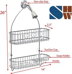 img 2 attached to Chrome Bathroom Hanging Shower Head Caddy 🚿 Organizer - SimpleHouseware (26 x 16 x 5.5 inches)