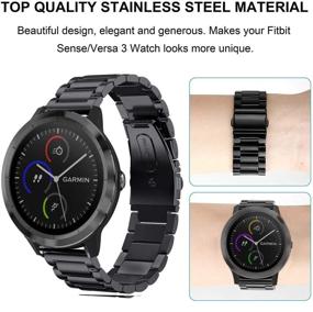 img 3 attached to 🔗 ViCRiOR Stainless Steel + Mesh Strap Bracelet Replacement Band for Samsung Galaxy Watch 4 44mm/40mm or Galaxy Watch 4 Classic 46mm/42mm - Black