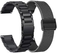 🔗 vicrior stainless steel + mesh strap bracelet replacement band for samsung galaxy watch 4 44mm/40mm or galaxy watch 4 classic 46mm/42mm - black logo