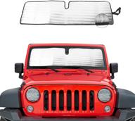 🚙 jeep wrangler rubicon sahara tj jk jku 2 door &amp; 4 door windshield sunshade sun shade heat shield sun visor mat logo