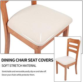 img 2 attached to Stretch Jacquard Dining Room Chair Seat 🪑 Covers Set of 6 - Smiry Beige Seat Covers