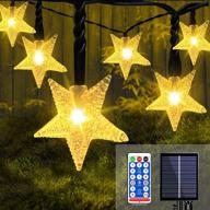 🌟 colcow star solar string lights: 49ft 100 led warm white fairy lights for outdoor décor - remote control, waterproof, connectable - ideal for party, wedding, garden, balcony, and home logo