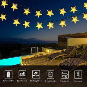 img 2 attached to 🌟 COLCOW Star Solar String Lights: 49ft 100 LED Warm White Fairy Lights for Outdoor Décor - Remote Control, Waterproof, Connectable - Ideal for Party, Wedding, Garden, Balcony, and Home