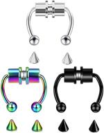 💍 laimala 16g non-pierced clip on nose hoop rings - magnetic fake nose ring hoop, stainless steel faux septum rings, colorful jewelry for men and women logo