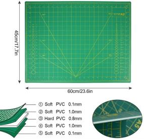 img 3 attached to Professional Self-Healing Cutting Mat by FOME - A2 Size 18x24in, 5-Layer PVC Construction, Double-Sided, Non-Slip, 3mm Thick, Gridded Rotary Mat for Cutting, Sewing, Crafts, and Photo Cropping