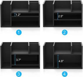 img 2 attached to Maximize Efficiency with FITUEYES Wood Desk Organizer: Black Office Desktop Storage with 6 Compartments for Pens, File Folders & Paper