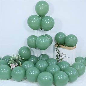 img 3 attached to Pack of 100 Eucalyptus Balloons - 10-inch Sage Green Party Decorations for Wedding, Baby Shower, Birthday Party - Avocado Green Balloons Bundled with Ribbon