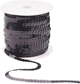 img 4 attached to 🎃 PH PandaHall Flat Spangle Paillette Sequin Trim, 100 Yards - 6mm Wide Flat Sequin Strip Spool String for Halloween Mermaid Dress, Embellish Headband, Costume - Black